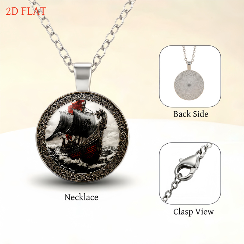 5pc Viking-Themed Necklace, Earrings, Brooch & Bracelet Set