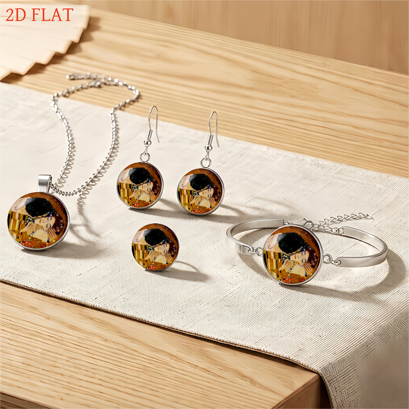 5pc Kiss-Themed Women's Jewelry Set with Necklace & Earrings