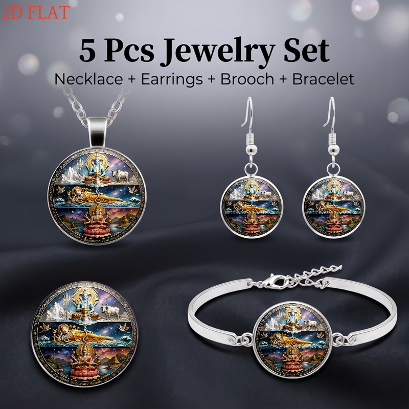 5pcs Hindu Deity Themed Women's Jewelry Set, Elegant Gift