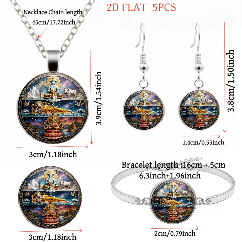 5pcs Hindu Deity Themed Women's Jewelry Set, Elegant Gift