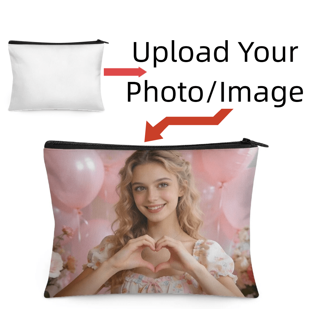 TEMU 1pc Custom Double-sided Print Makeup Bag, Personalized Photo/text/custom Small Bag, Suitable For Gifts, Large Capacity Lightweight Makeup Bag,