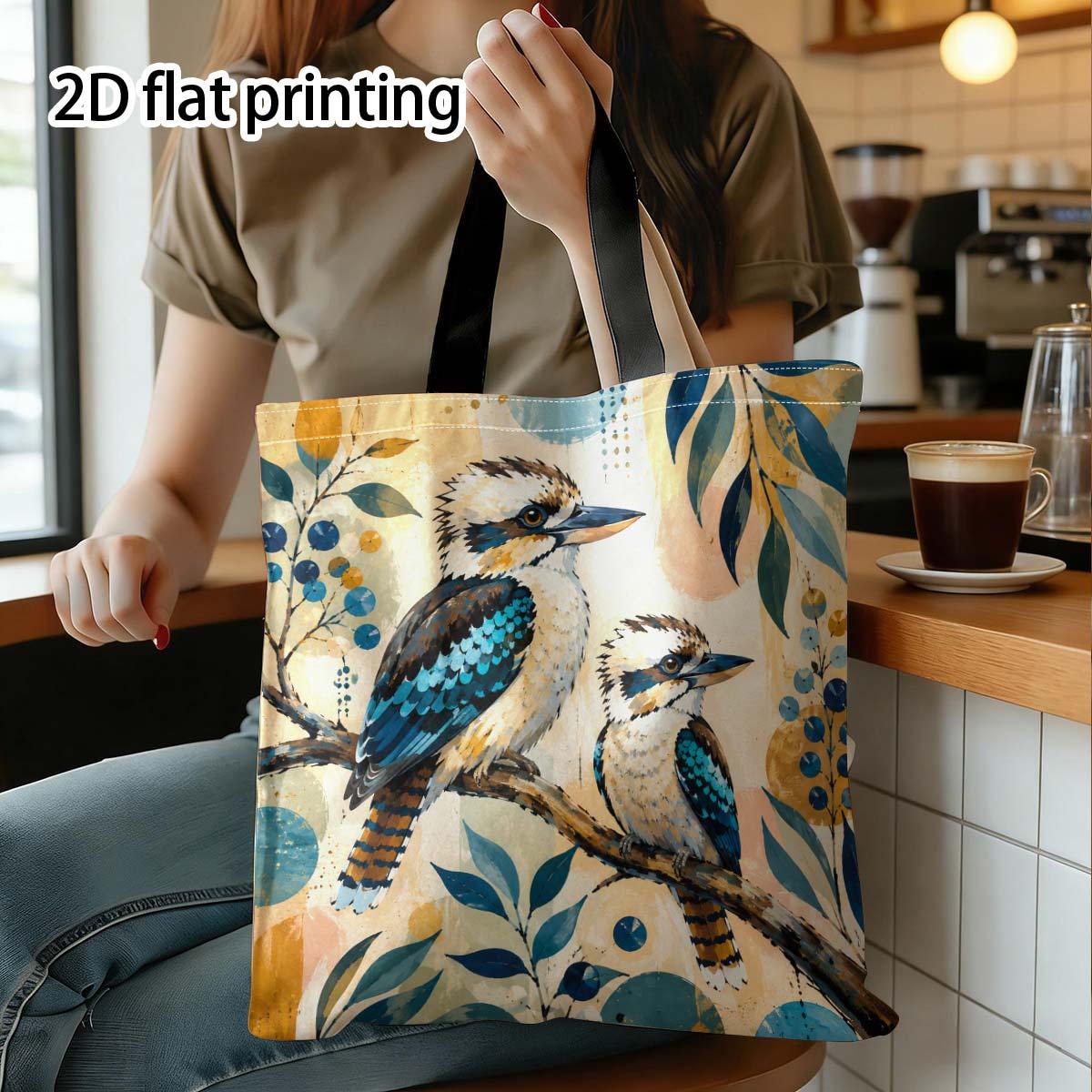 TEMU 1pc On Branch Tote Bag Suitable For Outdoor & Shopping, Unisex Durable Bag With Bird Print, Casual Shoulder Bag For &, Gifts For Family, Holiday