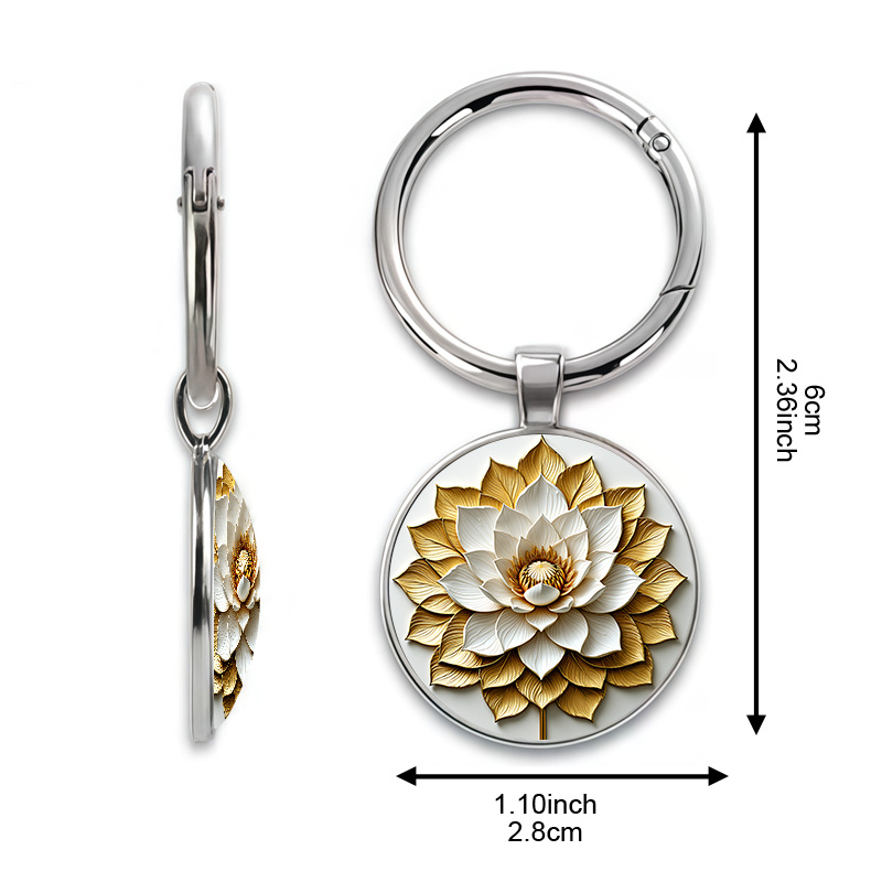 Luxurious Golden Lotus Ultra-Realistic Keychain