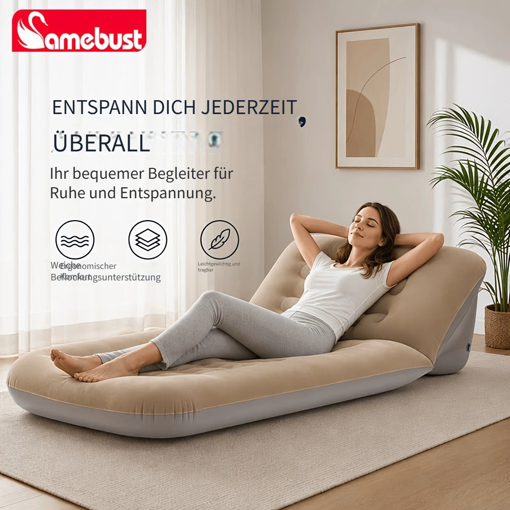 * Aufblasbares Flock-Sofa, Verstellbare *-Luftmatratze * und Faltbar, Braunes Gewebe, Ideal für * Zuhause oder im Freien, Verstellbare Rückenlehne für Komfortables Schlafen, Sofa für Wohnzimmer
