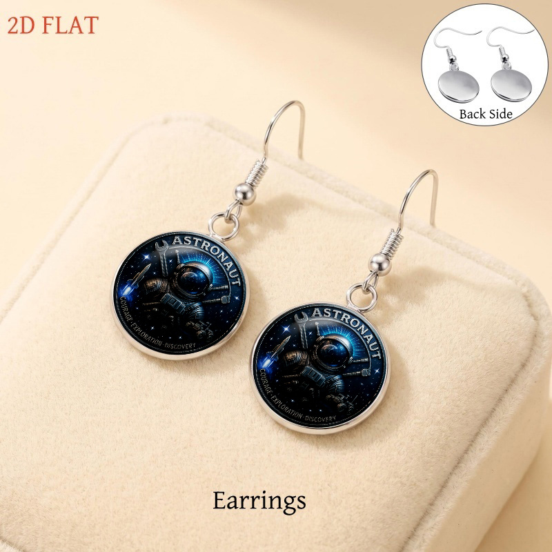 5pc Astronaut-Themed Women's Necklace Earrings Brooch Bracelet Set