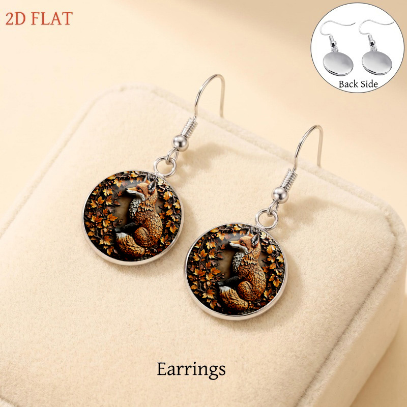 5pc Fox & Autumn Leaves Necklace, Earrings, Brooch, and Bracelet Set