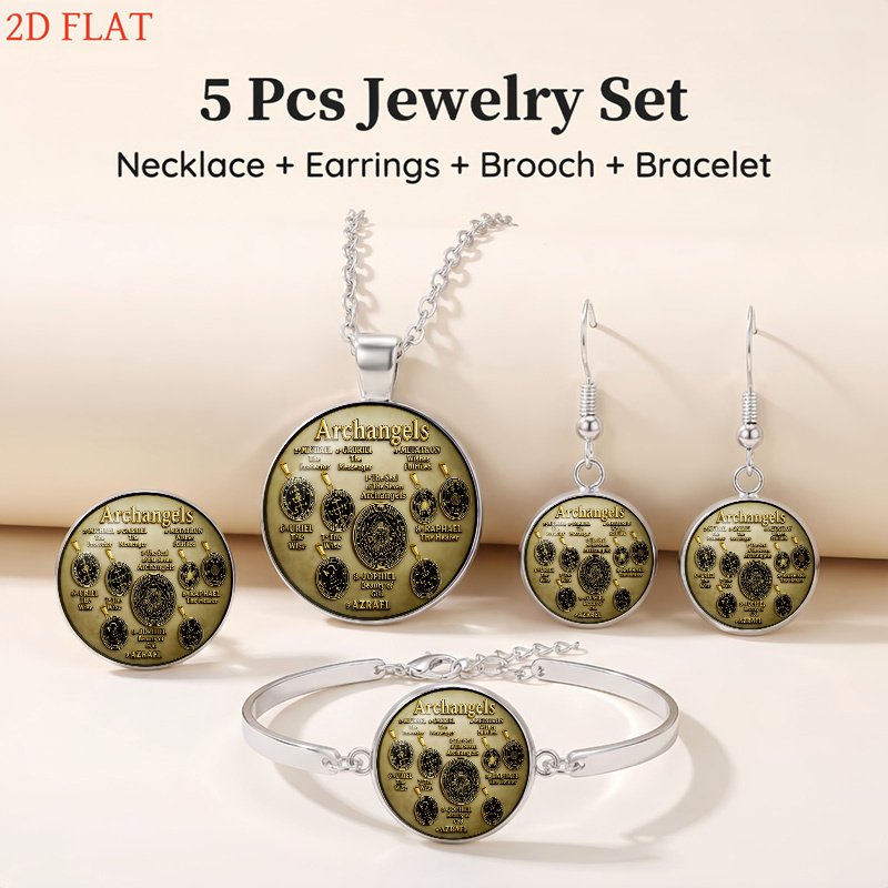 5pcs Archangels-Themed Women's Jewelry Set, Gift