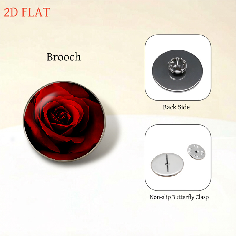 Red Rose-Themed Women's Necklace, Earrings, Brooch, Bracelet Set