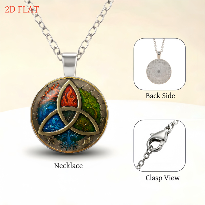 5pc Elemental Triquetra-Themed Women's Necklace, Earrings, Brooch, Bracelet Set