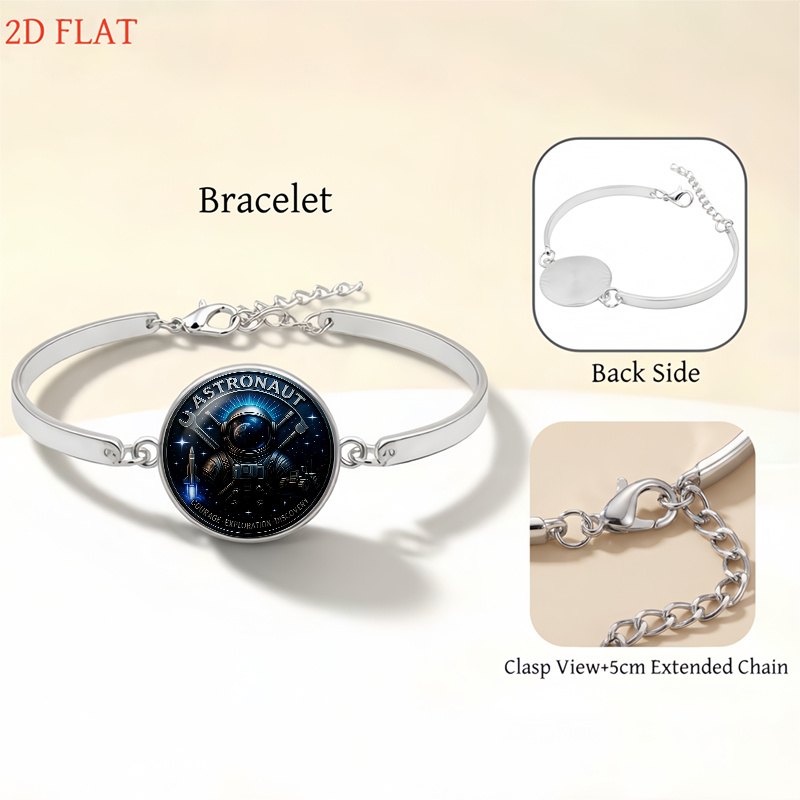 5pc Astronaut-Themed Women's Necklace Earrings Brooch Bracelet Set