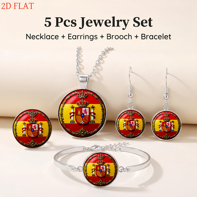 5pc Spanish Emblem-Themed Women's Jewelry Set