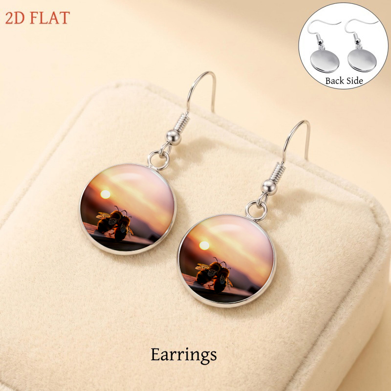 5pc Bee & Sunset-Themed Necklace, Earrings, Brooch & Bracelet Set