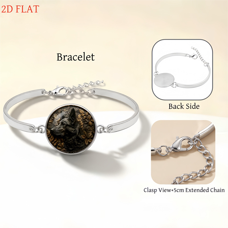 5pc German Shepherd and Leaf-Themed Jewelry Set