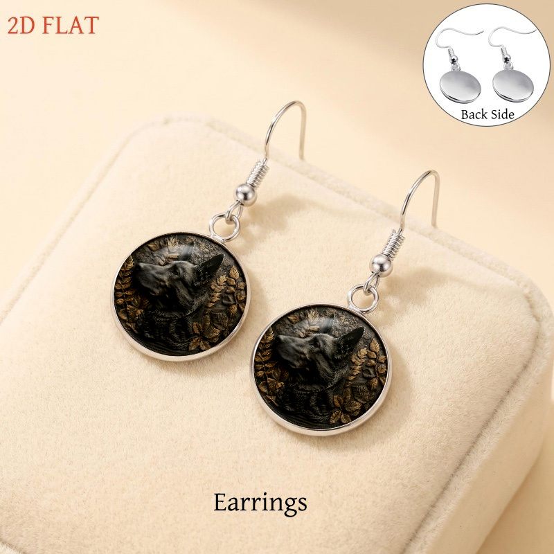 5pc German Shepherd and Leaf-Themed Jewelry Set