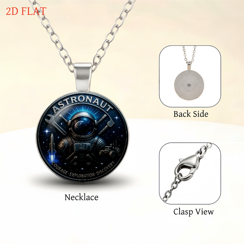 5pc Astronaut-Themed Women's Necklace Earrings Brooch Bracelet Set