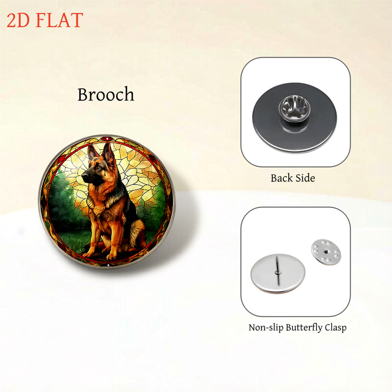5pcs German Shepherd Stained Glass Design Jewelry Set, Gift