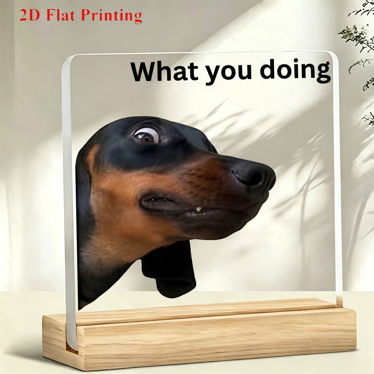 TEMU 1pc Dachshund Desk Stand & Paperweight With "what You Doing" - Cute Suitable For Work, Study, Bar Counter Display, Adorable Dachshund Decor For