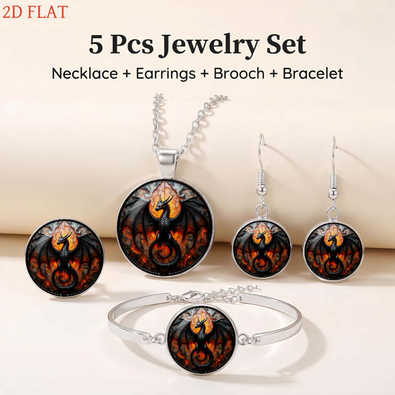 5pcs Dragon-Themed Women's Jewelry Set