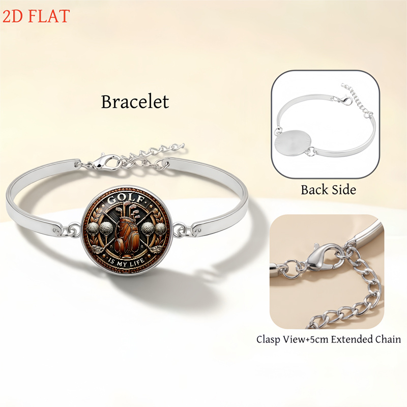 5pcs Golf-Themed Women's Necklace, Earrings, Brooch, Bracelet Set