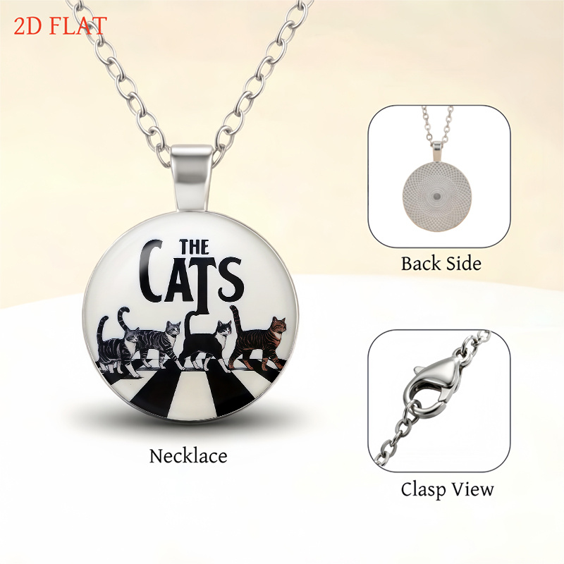 5pc Cat-Themed Women's Necklace, Earrings, Brooch & Bracelet Set