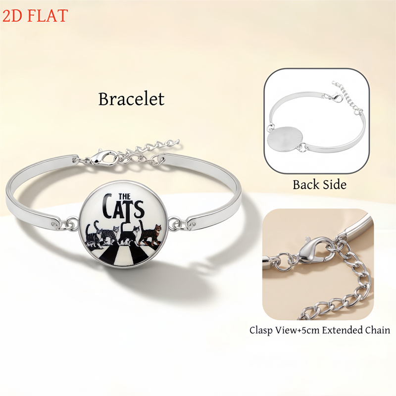 5pc Cat-Themed Women's Necklace, Earrings, Brooch & Bracelet Set