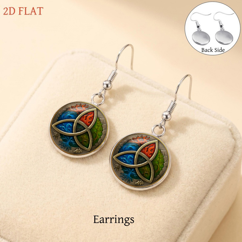 5pc Elemental Triquetra-Themed Women's Necklace, Earrings, Brooch, Bracelet Set