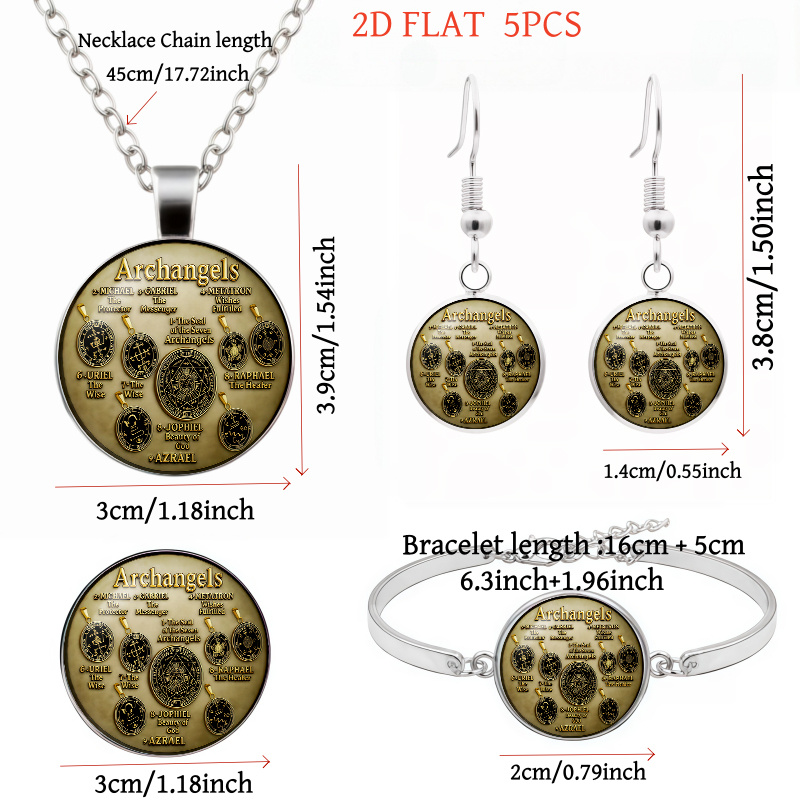 5pcs Archangels-Themed Women's Jewelry Set, Gift