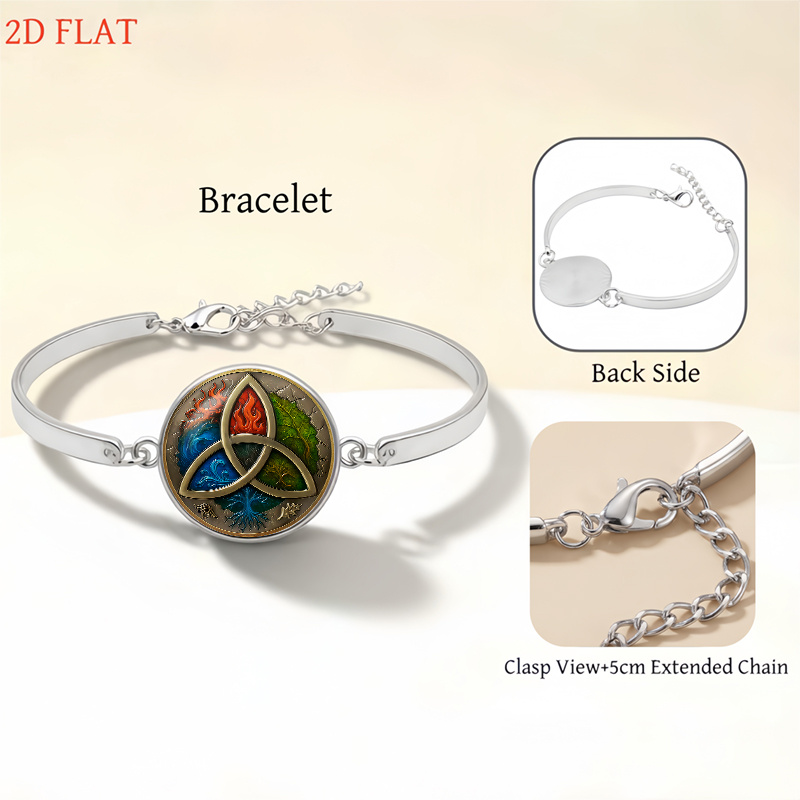 5pc Elemental Triquetra-Themed Women's Necklace, Earrings, Brooch, Bracelet Set