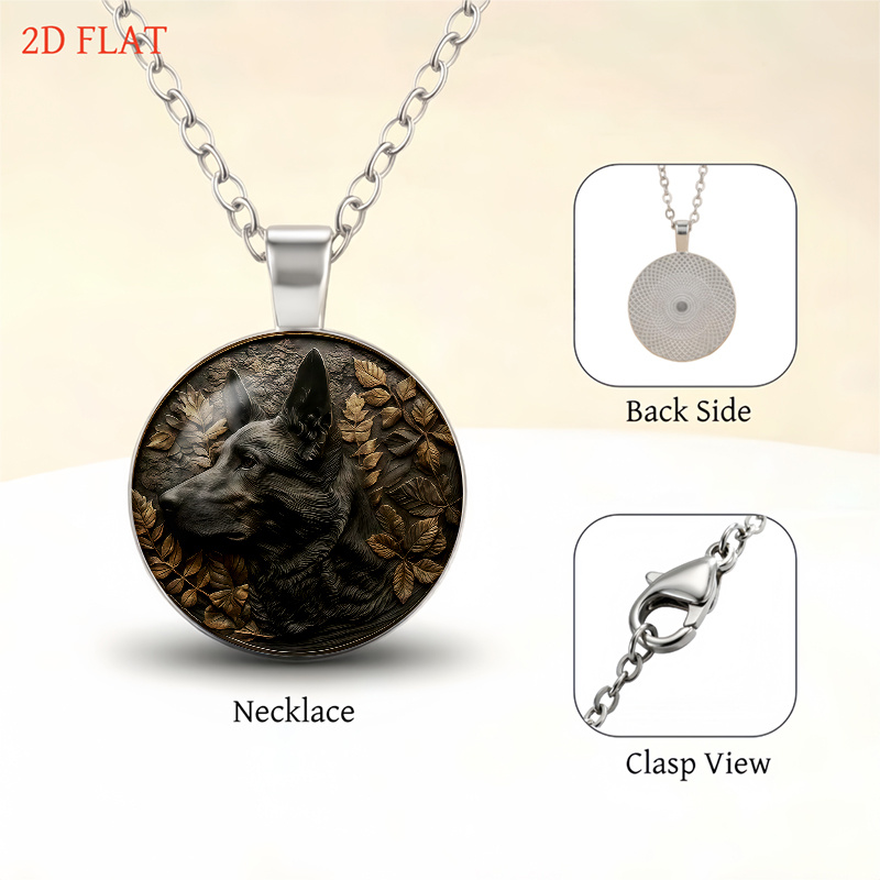 5pc German Shepherd and Leaf-Themed Jewelry Set