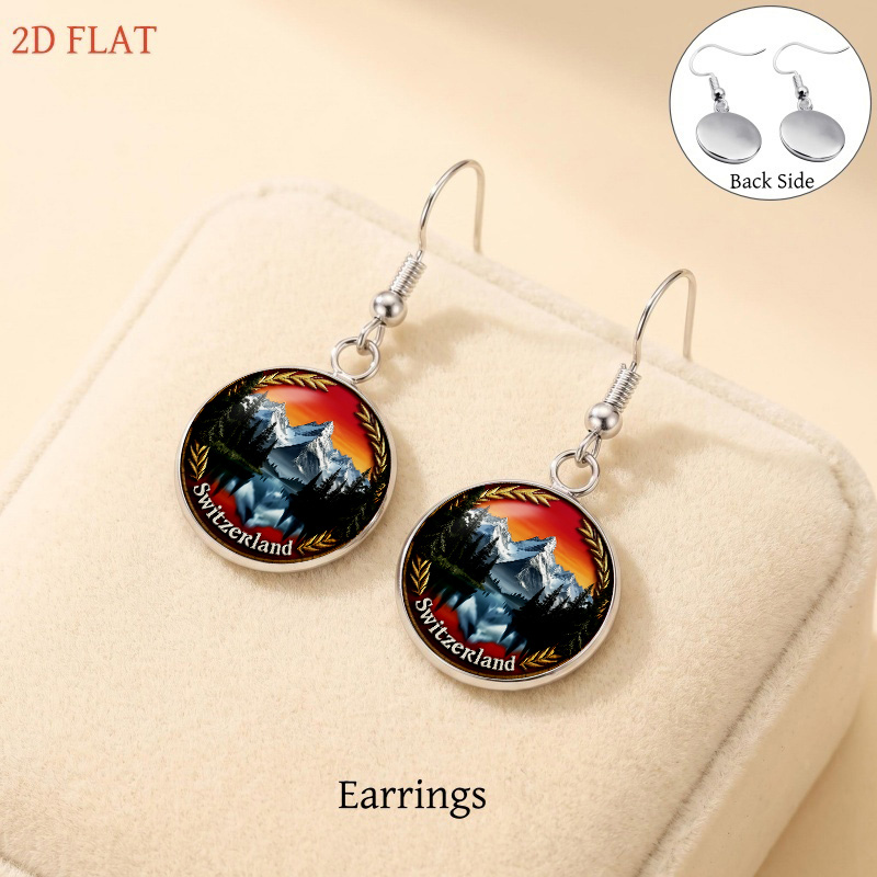 5pcs Switzerland Landscape-Themed Women's Jewelry Set, Gift
