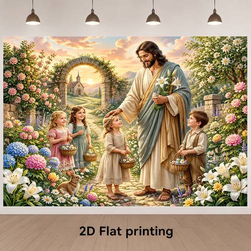2d flat 2d flat 1pc garden easter spring photography backdrop photo booth background easter celebration church gathering spring festival wall hanging event decor 2d flat