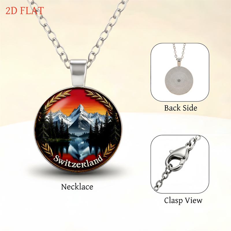 5pcs Switzerland Landscape-Themed Women's Jewelry Set, Gift
