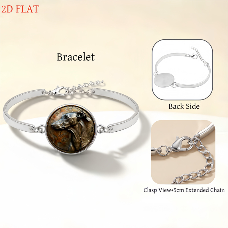 5pc Greyhound-Themed Necklace, Earrings, Brooch & Bracelet Set