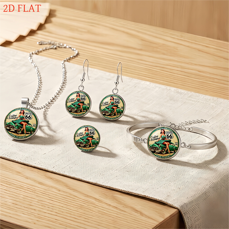5pc Retro Route 66 Themed Women's Jewelry Set