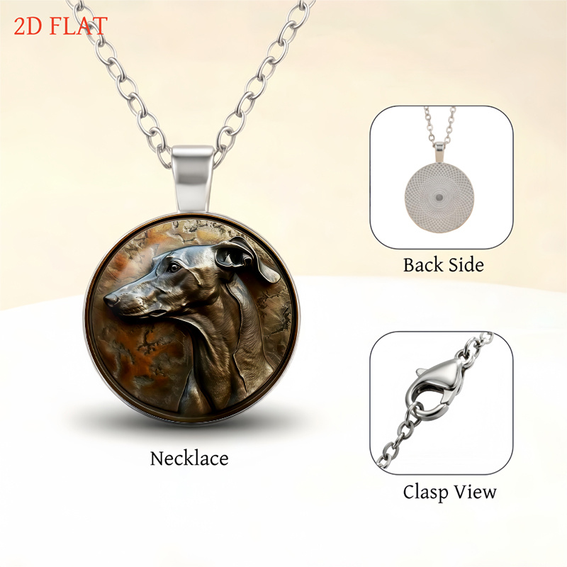 5pc Greyhound-Themed Necklace, Earrings, Brooch & Bracelet Set