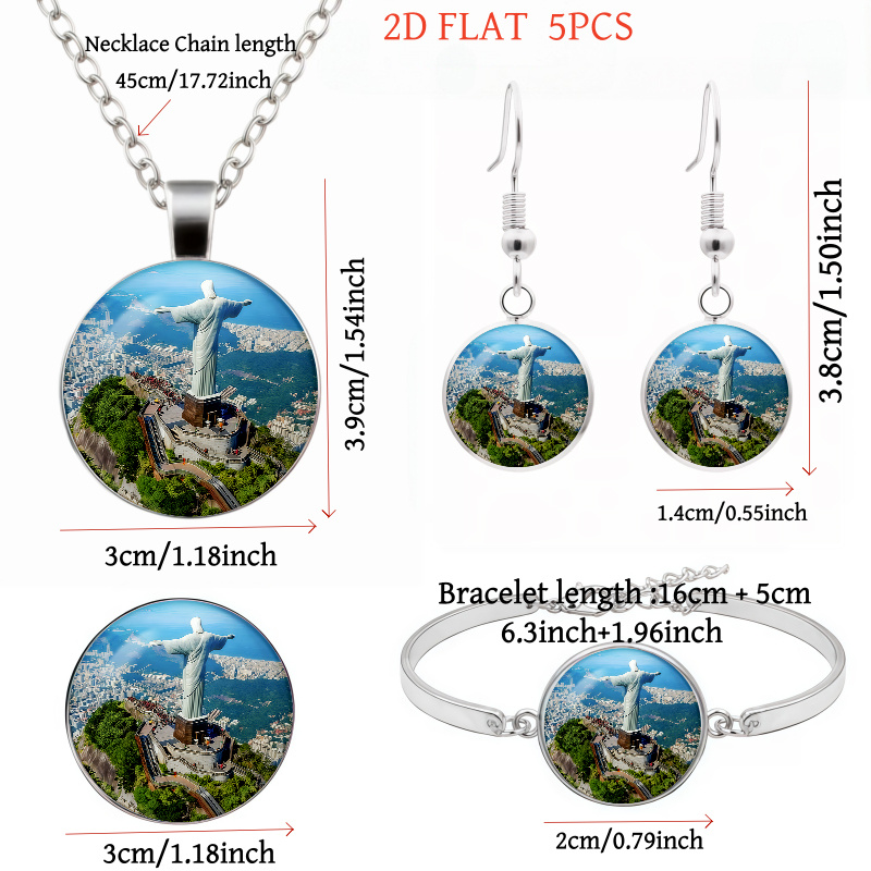 5pc Christ The Redeemer-Themed Women's Jewelry Set