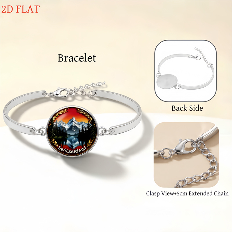 5pcs Switzerland Landscape-Themed Women's Jewelry Set, Gift