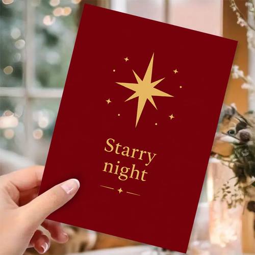 item picture greeting card and envelope elegant holiday greeting card design starry night suitable for friends winter festival minimalist style greeting card