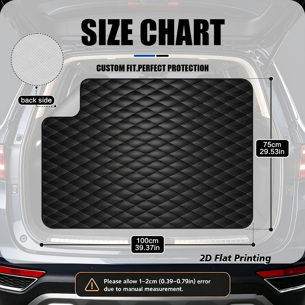 TEMU 1pc, 2d Flat Printing Car Trunk Mat With Diamond Quilted Design For , Lifting, And Secure Cargo Storage, Vehicle Interior Accessory, Valentine's