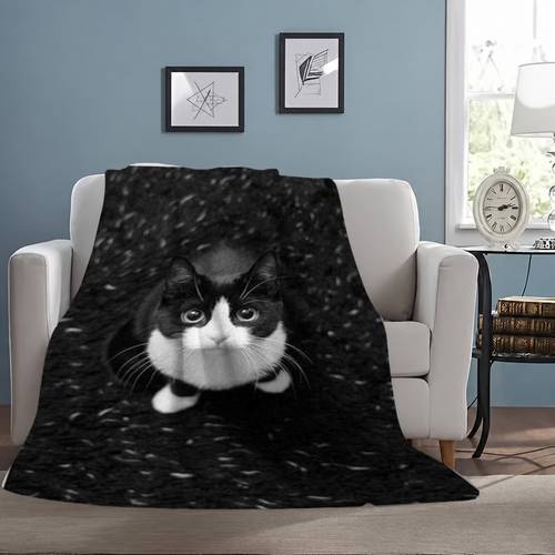 1 adet siyah i̇nek kedi battaniye, rahat ultra yumuşak polyester , tüm mevsimlere uygun ev ve ofis uykuları için sıcak battaniye, ve arkadaşlar için modern hediye, yüksek kaliteli kumaş el i̇şi dayanıklı solmayan, ve taşınabilir