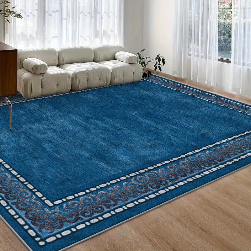   geometric border velvet printed rug machine washable and non slip suitable for living room bedroom entryway hallway dining room elegantly enhances   texture complementing a modern minimalist style