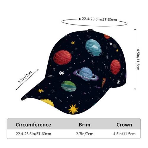 gorra de béisbol unisex ajustable tipo snapback con estampado de planetas coloridos y solar - sombrero con visera para correr, , uso , regalo con temática espacial, para fiestas de navidad y
