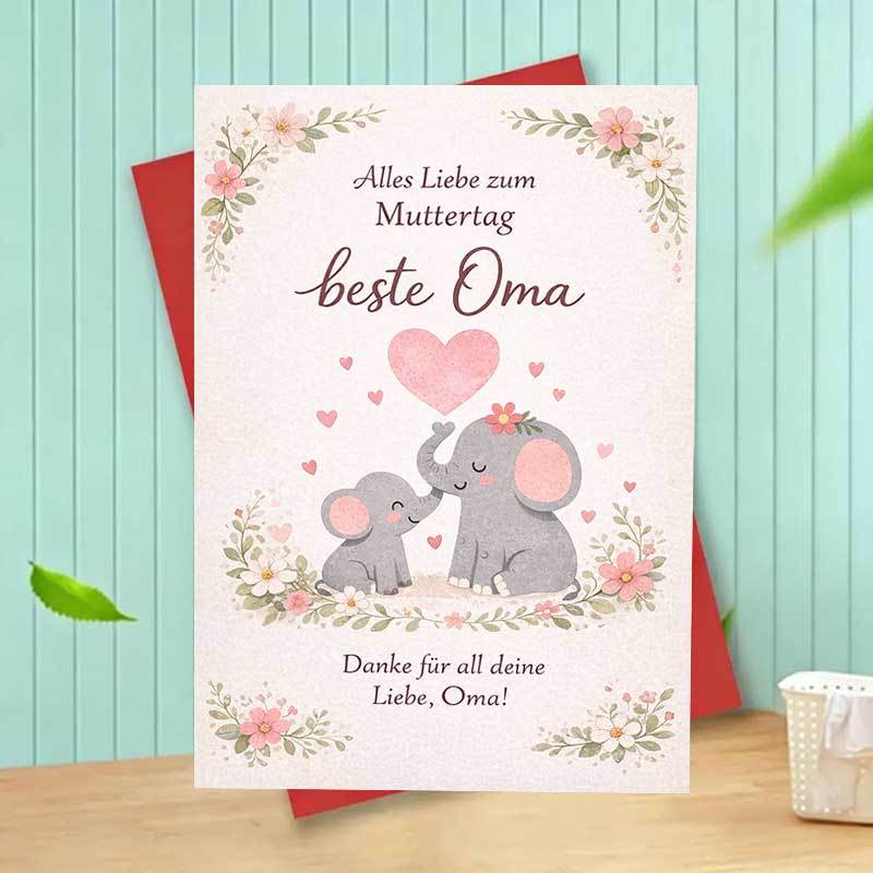 1pc Best Grandma Mothers Day Card Cute Thank You Oma Greeting Card Gift For Grandma From Family Daughter Son Grandkids Birthday Anniversary Appreciation