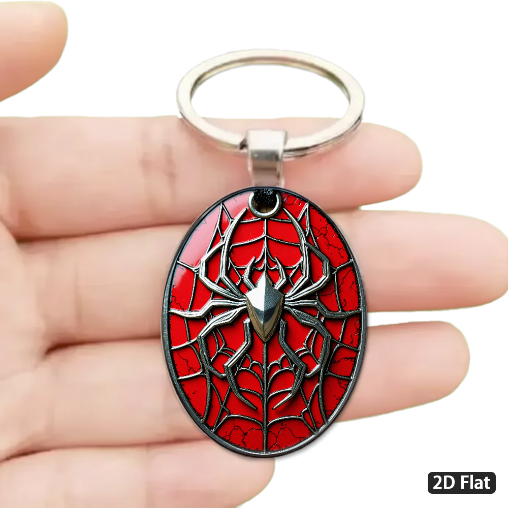 TEMU 2d Flat - 1pc 2d Flat, Gothic Style Spider Theme Keychain, Exquisite Lanyard Accessory, Suitable For Car Keys, Backpacks And Daily Decoration,
