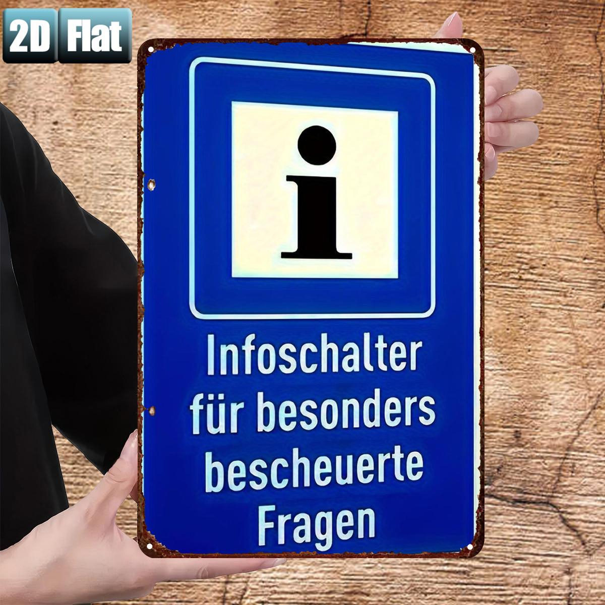 E-shop 2D-Flach, 2D-Flach ., Informationsschalter für besonders peinliche Fragen, Metall-Blechschild, Größe (8"x12"/20cm*30cm), dekorative