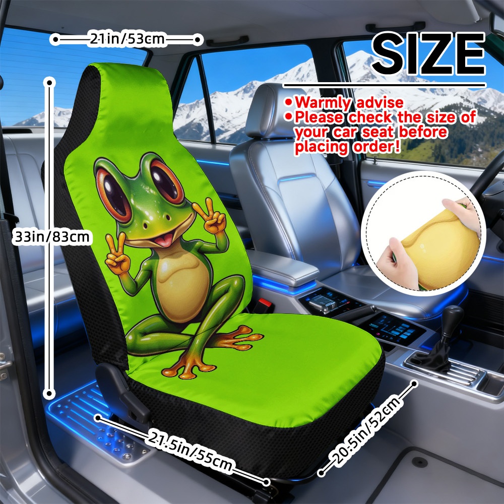 TEMU 2d Flat Printing, 2pcs Auto Seat Covers Universal Fit, Peace Signs Style, Soft And Comfortable Seat Covers, Washable In Machine, , Vehicle
