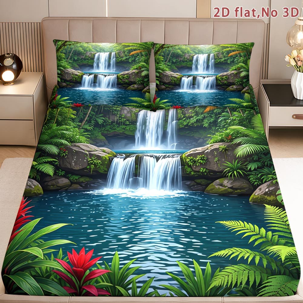 TEMU Mokalala 2d Flat 2/3pcs Fitted Sheet Set Bedding Bed Sheet Set Breathable And Stylish Design Printed Bedding 1 Bed Sheet   1/2 Pillowcases Queen