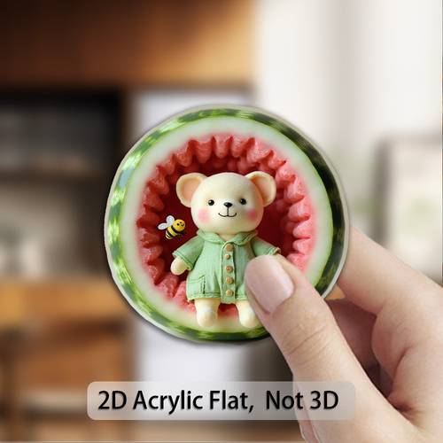 1pc 2d flat acrylic rubber soft magnet adorable doll stuffed animal soft cuddly textures in green dress collectors ideal for birthdays christmas easter gifts 2d flat