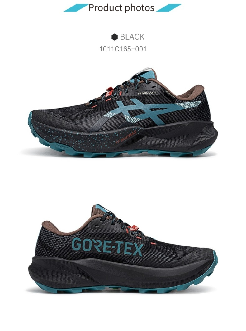 ASICS Men's Trail Running Shoes, Grippy and Wear-Resistant Sneakers, Breathable Running Shoes, TRABUCO 14 GTX, Black, 1011C165-001