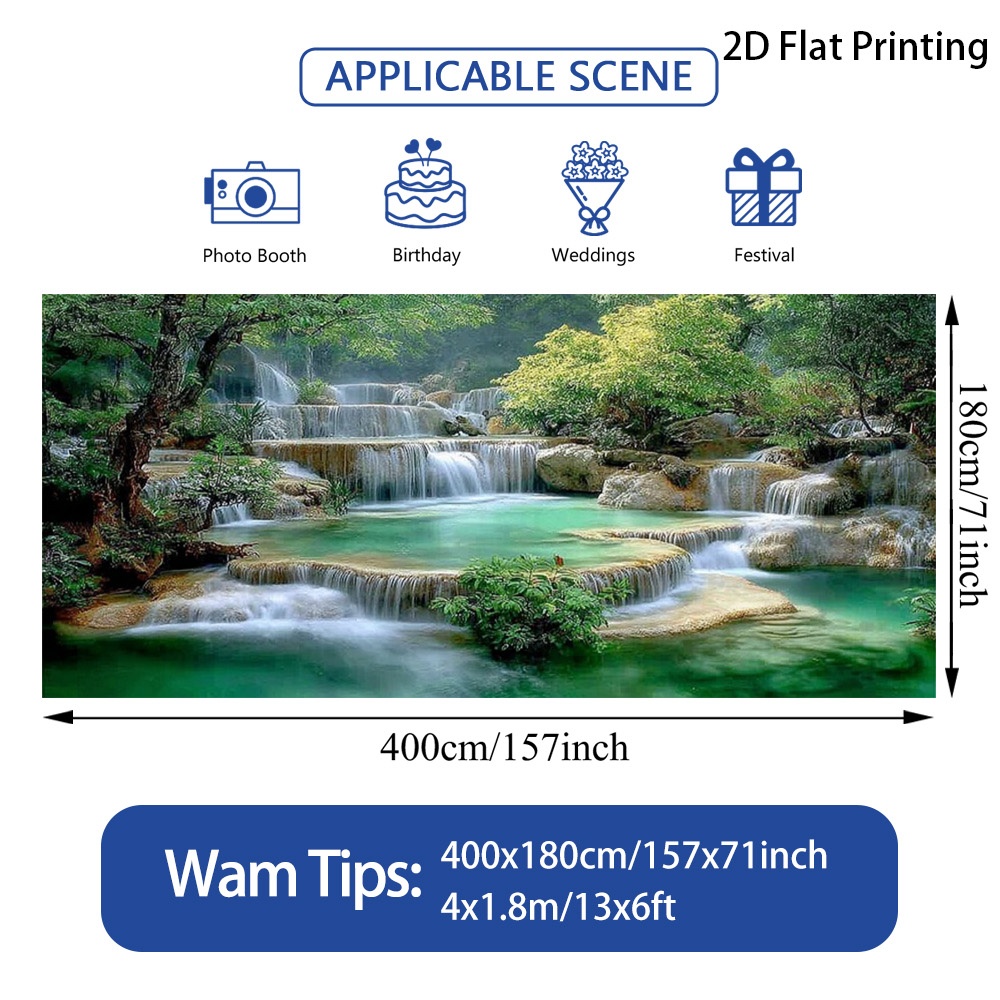 E-shop Smaragd-Wasserfall-Paneel, geeignet für Windschutz, dekorativer mit Befestigungsseil – einfach zu installierendes Polyesterfaser-Banner für